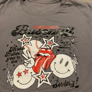 Gray Graphic Baseball Tee